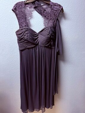 Navy Blue Lace Cap Sleeve Pleated Bodice Cocktail Dress
